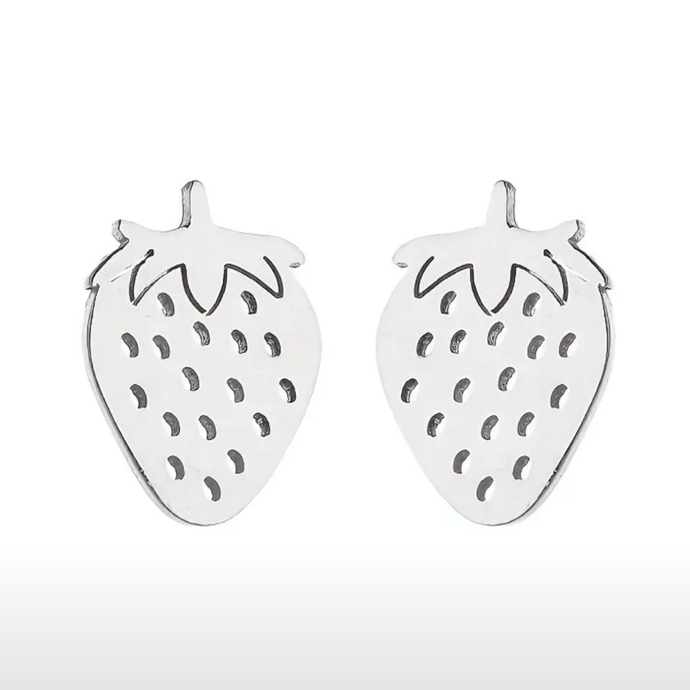 Silver Strawberry stainless steel stud Earrings
